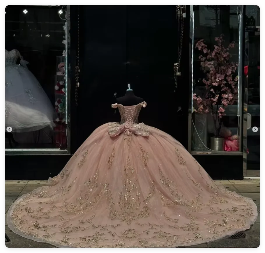 FURSTENBERG Baby Pink 15 Years Quinceneara Dress Bow Bead Cape Formal Party Dress 15 year old quinceanera dresses Customized Badiee Stylez