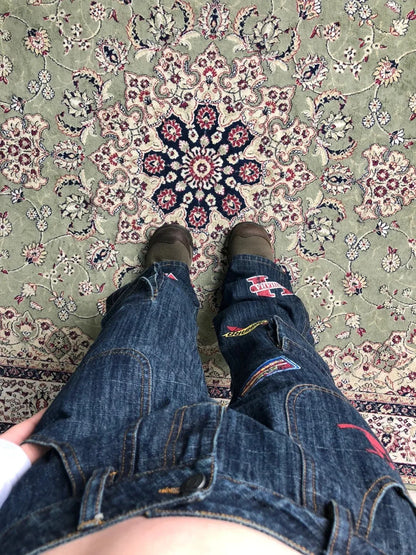 Karrram Vinatge Y2k Baggy Jeans Japanese 2000s Style High Waist Flared Jeans American Retro Denim Cargo Pants Harajuku Trousers