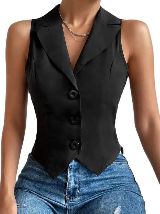 2024 spring new women's fashion Europe and the United States style casual slim vest vest vest black