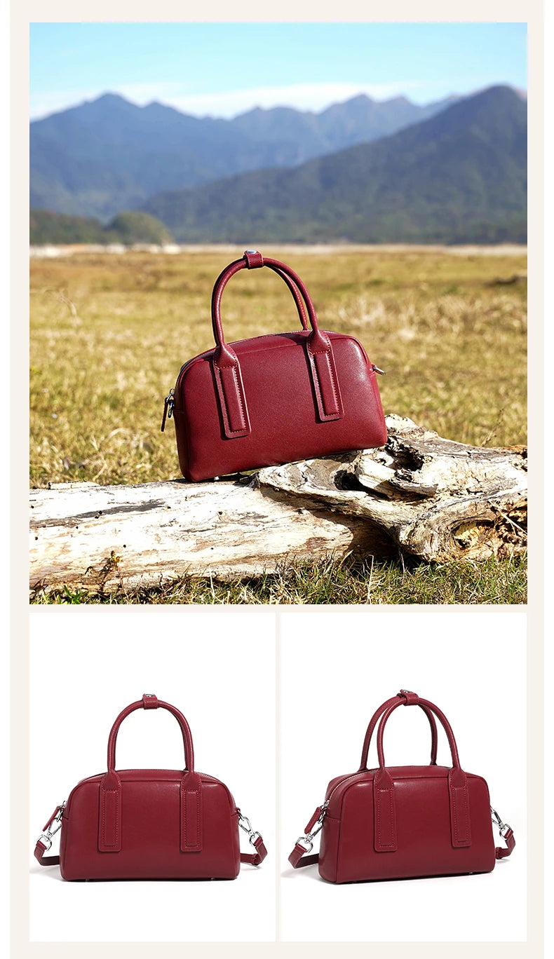 Burminsa Vintage Genuine Leather Pillow Small Shoulder Bags For Women 2025 Luxury Designer Crossbody Purses Tote Ladies Handbags