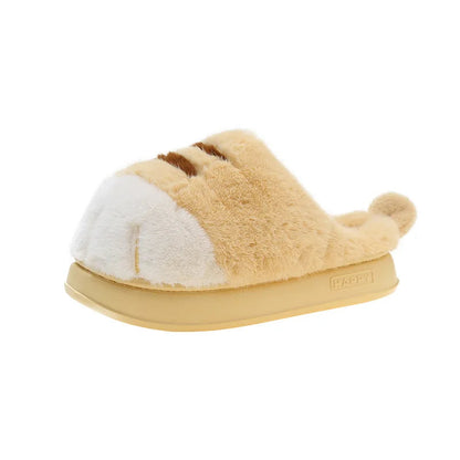 New Adorable Kitty Claw Slippers Women's Home Shoes Non Slip Furry Mules Female Fashion Warm Fluffy Slides Outdoor Cat Slippers Badiee Stylez