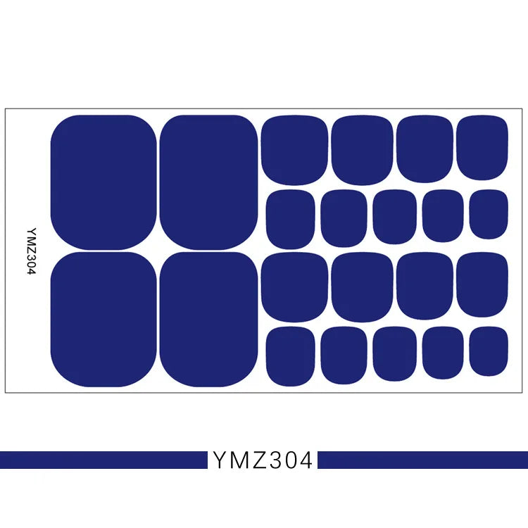 Toe Nail Sticker Wraps Adhesive Decals Toenail Polish Strips DIY Foot Decals Manicure Women Solid Color Full Cover Foot Stickers 09