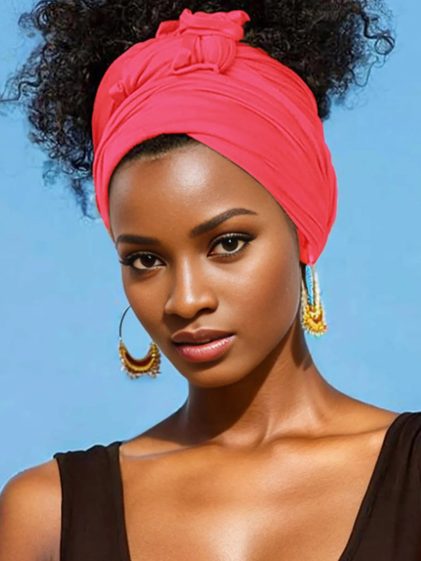 Hot selling stretch jersey turban african headband solid color super soft extra long breathable headband for women