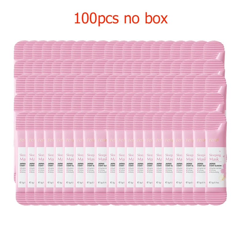 100pcs Sakura Moisturizing Sleeping Masks Travel Night Cream Facial Nourishing Improve Roughness & Dryness Skin Care Products no box