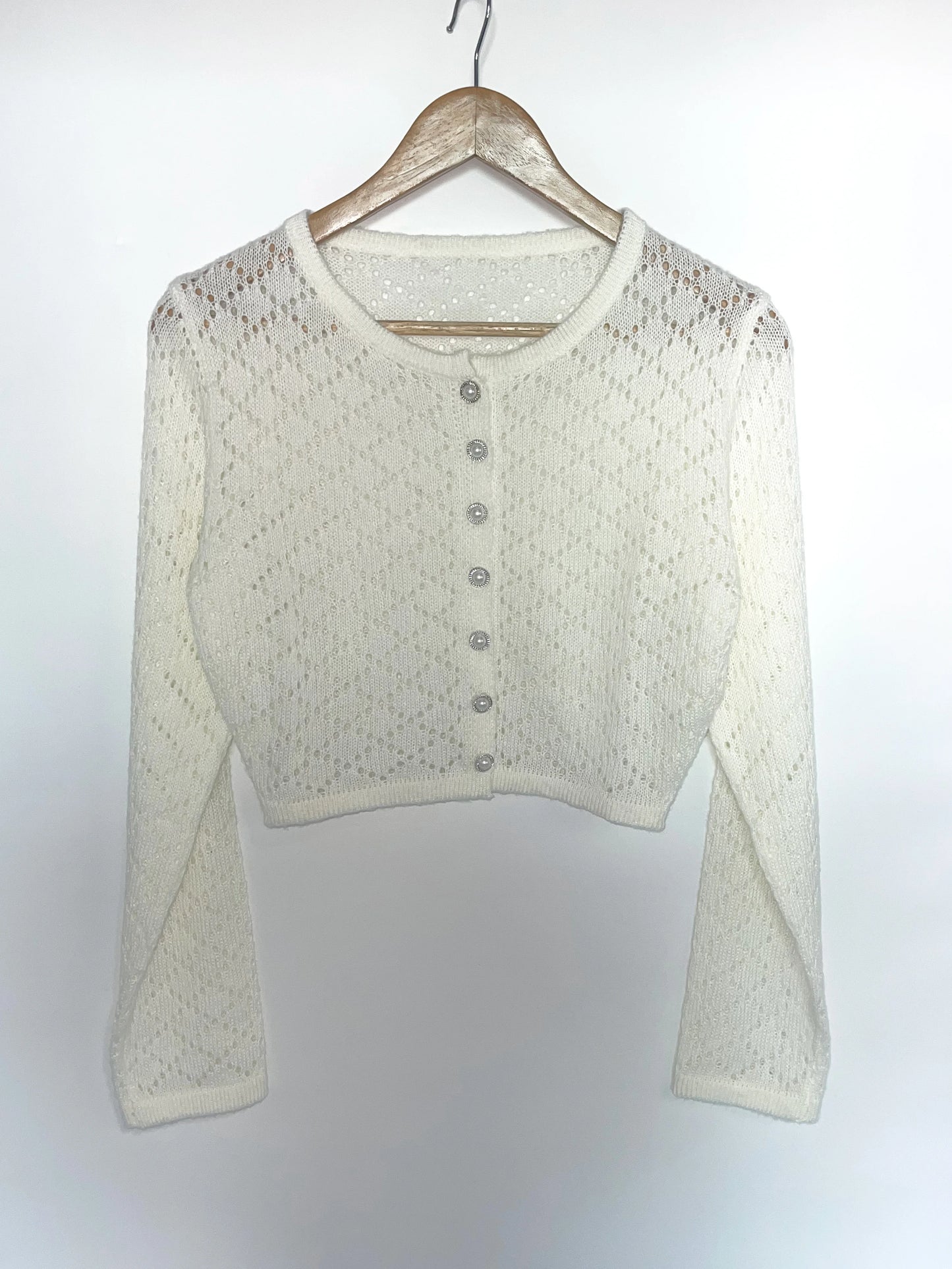 Tossy Summer Knitwear Hollow Out Cardigan Female Long Sleeve Casual Cropped Top Patchwork See-Through Knit Cardigan Outwear 2025