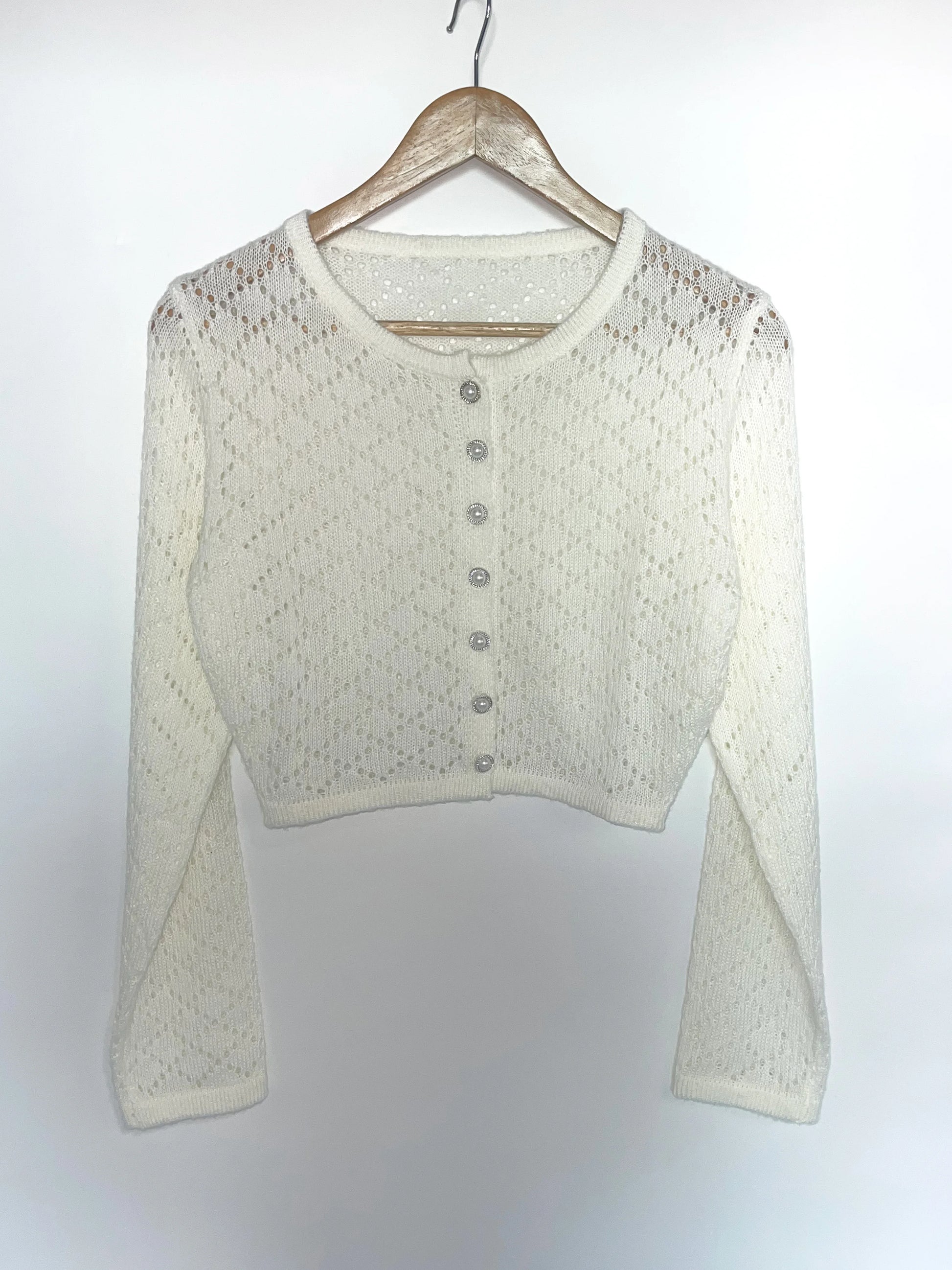 Tossy Summer Knitwear Hollow Out Cardigan Female Long Sleeve Casual Cropped Top Patchwork See-Through Knit Cardigan Outwear 2025