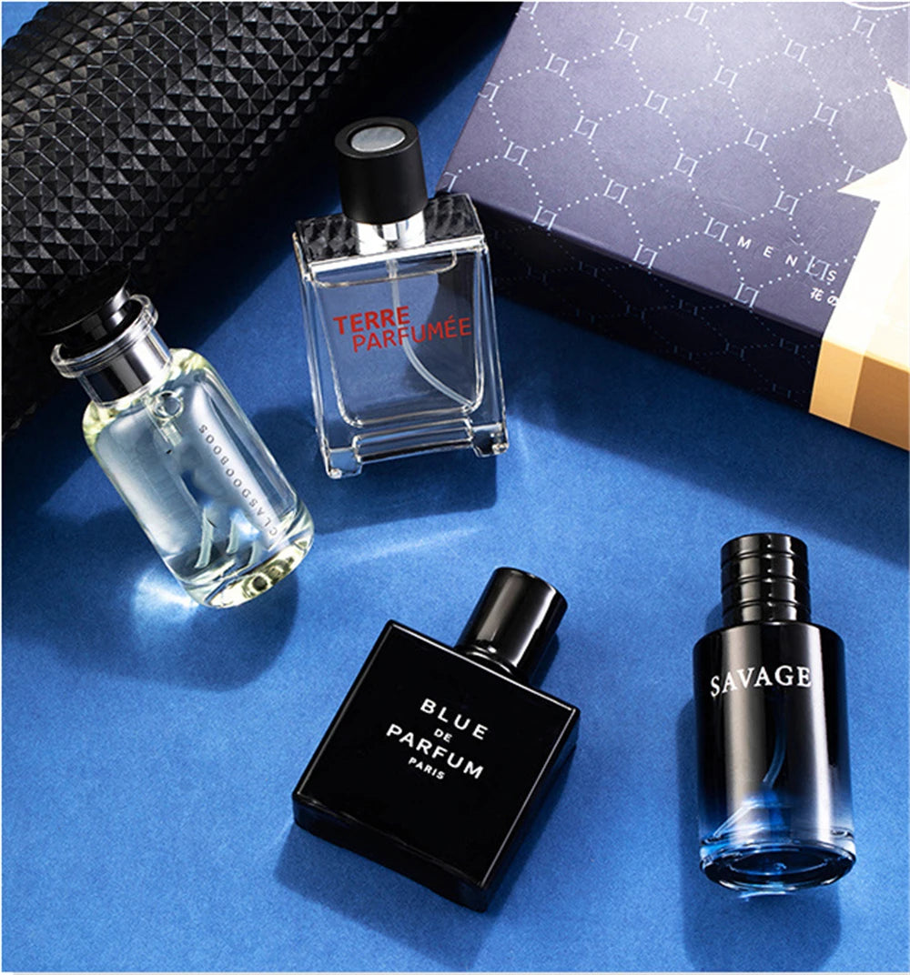 Luxury Brand Perfume Men Cologne Parfums Homme Gift Box 4Pcs Set 100ml Perfumes Masculinos Natural Floral Fruity Scent Spray - Badiee Stylez