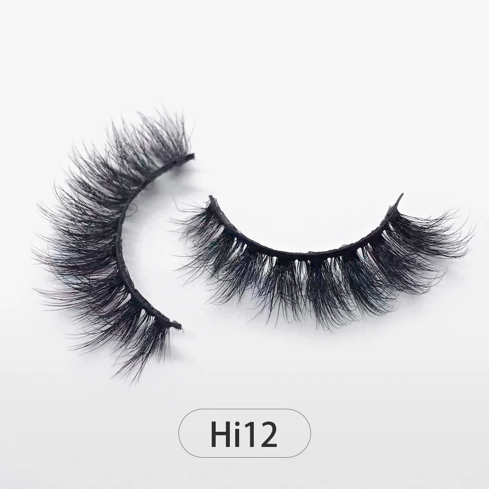 Dropshipping Reuseable Natural Long 12-15mm 3D Faux Mink Lashes Fluffy Volume False Eyelashes Cruelty Free Wispy Makeup Lashes Hi12 15mm CHINA