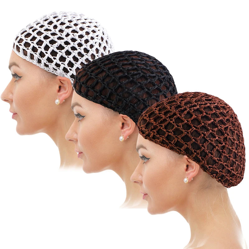 2/3PCS/LOT Hair Net Sleeping Cap Daily Use Breathable Mesh Crochet Hair Net Hair Care Cap Mesh Cap Dome Cap Turban Hat Badiee Stylez