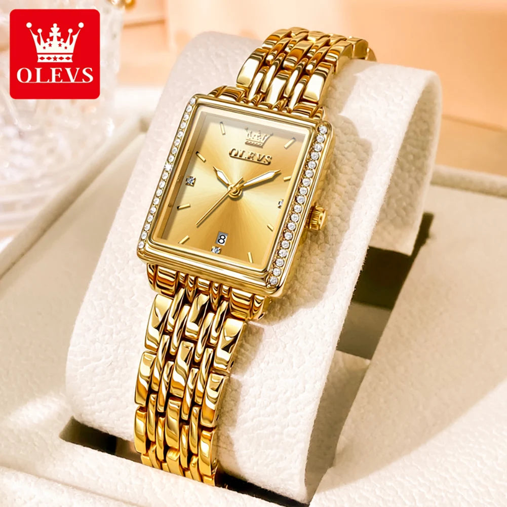 OLEVS 9995 Women's Watch Luxury Elegant Quartz Ladies Wristwatch Top Brand Waterproof Luminous Date Original Watch For Women Gold CHINA