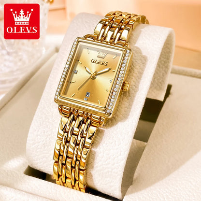 OLEVS 9995 Women's Watch Luxury Elegant Quartz Ladies Wristwatch Top Brand Waterproof Luminous Date Original Watch For Women Gold CHINA