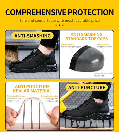 Men Safety Boots With Steel Toe Cap Anti-smash Work Sneakers Safety Shoes Men Indestructible Work shoes Tactical Boots