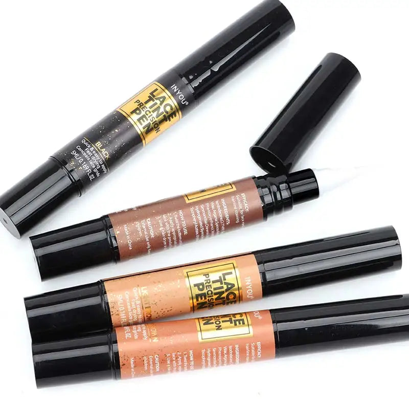 Lace Tint Pen Tinted Lace Precison Parting Pen Black Medium Dark Light Brown 5Ml 0.17Oz - Wig Lace Tint With Brush Applicatior