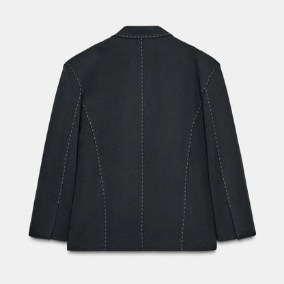 Casual Women's Blazer Pant Suits Loose Lapel Doube-Breasted Top Straight Pants Lady Set 2025 Autumn New 2 Pieces Sets Women Badiee Stylez