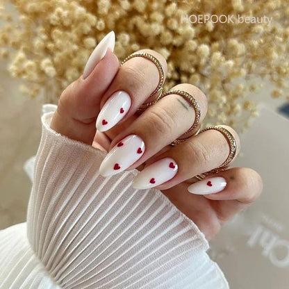 24pcs Nude French Fake Nails White Edge Almond False Nails Art Full Coverage Removable Waterproof Artificial Press on Nail W1051