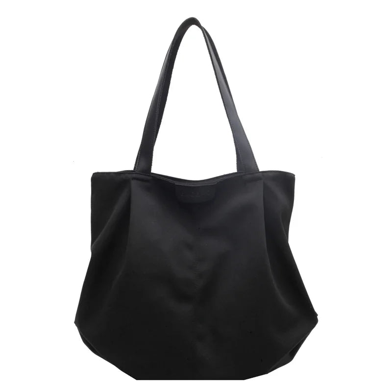 Casual Women's Bag New Large Capacity Canvas Tote Bag Lightweight Women Shoulder Bags Simple Style Female Handbags HJ8396 HJ8396-Black