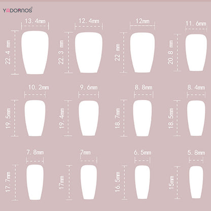 Red Black Gradient Press on Nails Medium Length Coffin Fake Nails with Sticky Tabs Ballerina False Nails Tips for Women 24Pcs