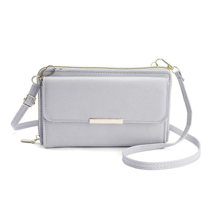 Fashion Women Luxury Leather Single Shoulder Bags Ladies Large Capacity Crossbody Mobile Phone Purse Female Messenger Wallet gray3 Mini(Max Length<20cm) CN