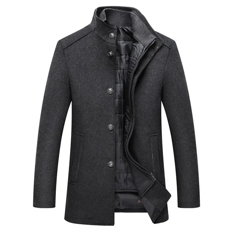 Slim Adjustable Vest Parkas Men Fashion Autumn Clothing Windproof Woolen Male Business Coat Men Brand Winter Warm Jacket Parkas