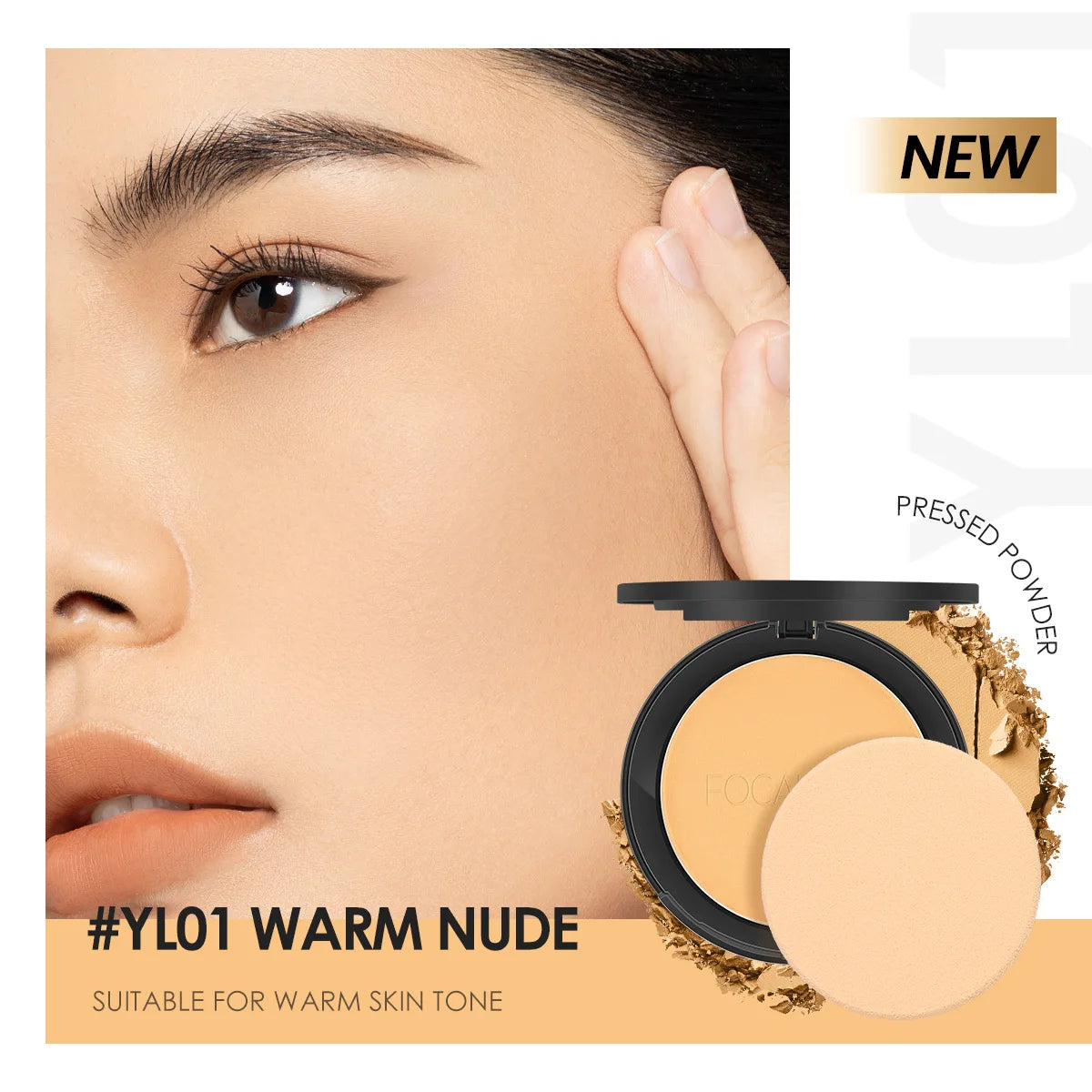 FOCALLURE 3 Colors Make Up Face Powder Brighten Oil-control Nude Makeup Pressed Powder Foundation Makeup Base Cosmetics YL01
