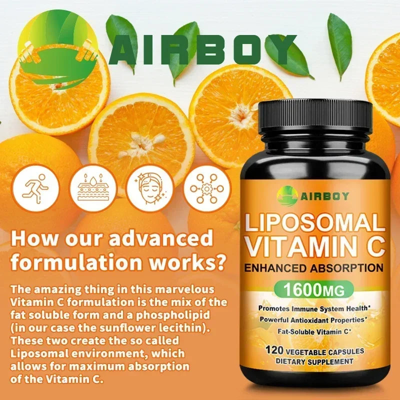 Liposomal Vitamin C Capsules - Improves Skin, Promotes Collagen Production, Support Immune System and Skin Health