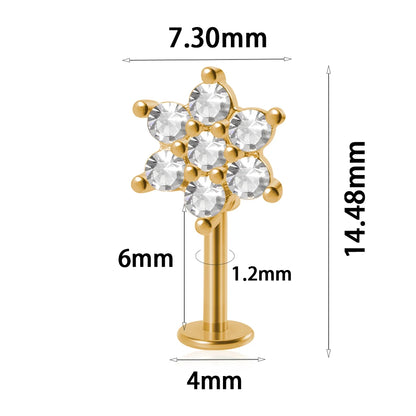 361L Surgical Steel Marquise Vertical Post Helix Piercing Crown/Butterfly Earrings Cartilage Helix Stud Body Piercing Jewelry 1PC Gold Style E