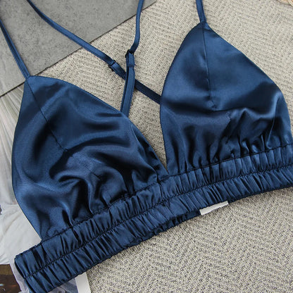 Shorts Nightgown Three-piece Set, Imitation Silk, Loungewear, Feather Pajamas