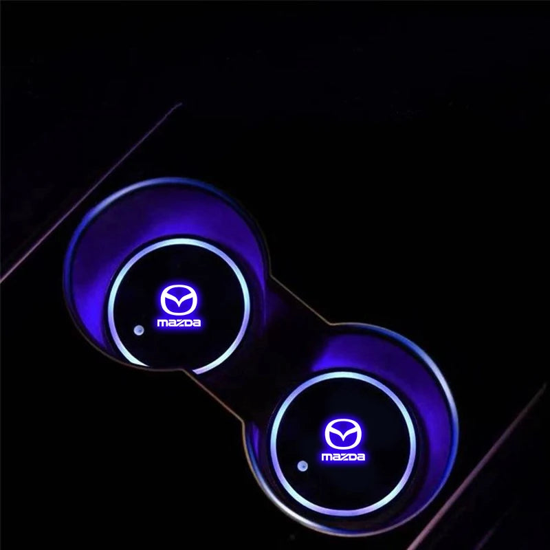 2PCS Car LED Water Cup Mat Drink Holder For Mazda MS Speed CX4 Atenza Axela MX5 CX7 CX5 CX9 RX8 CX30 Bt50 Badiee Stylez