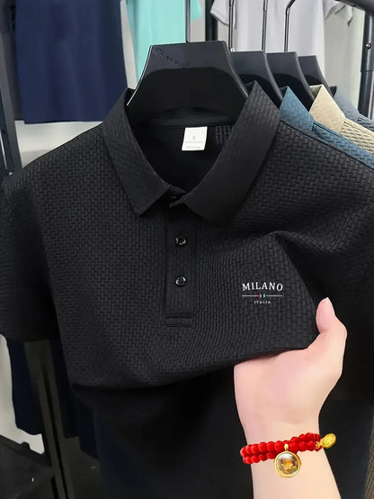 Stylish Men's Polo Shirt - Exquisite Craftsmanship, Classic Lapel & Button Closure, Solid Color