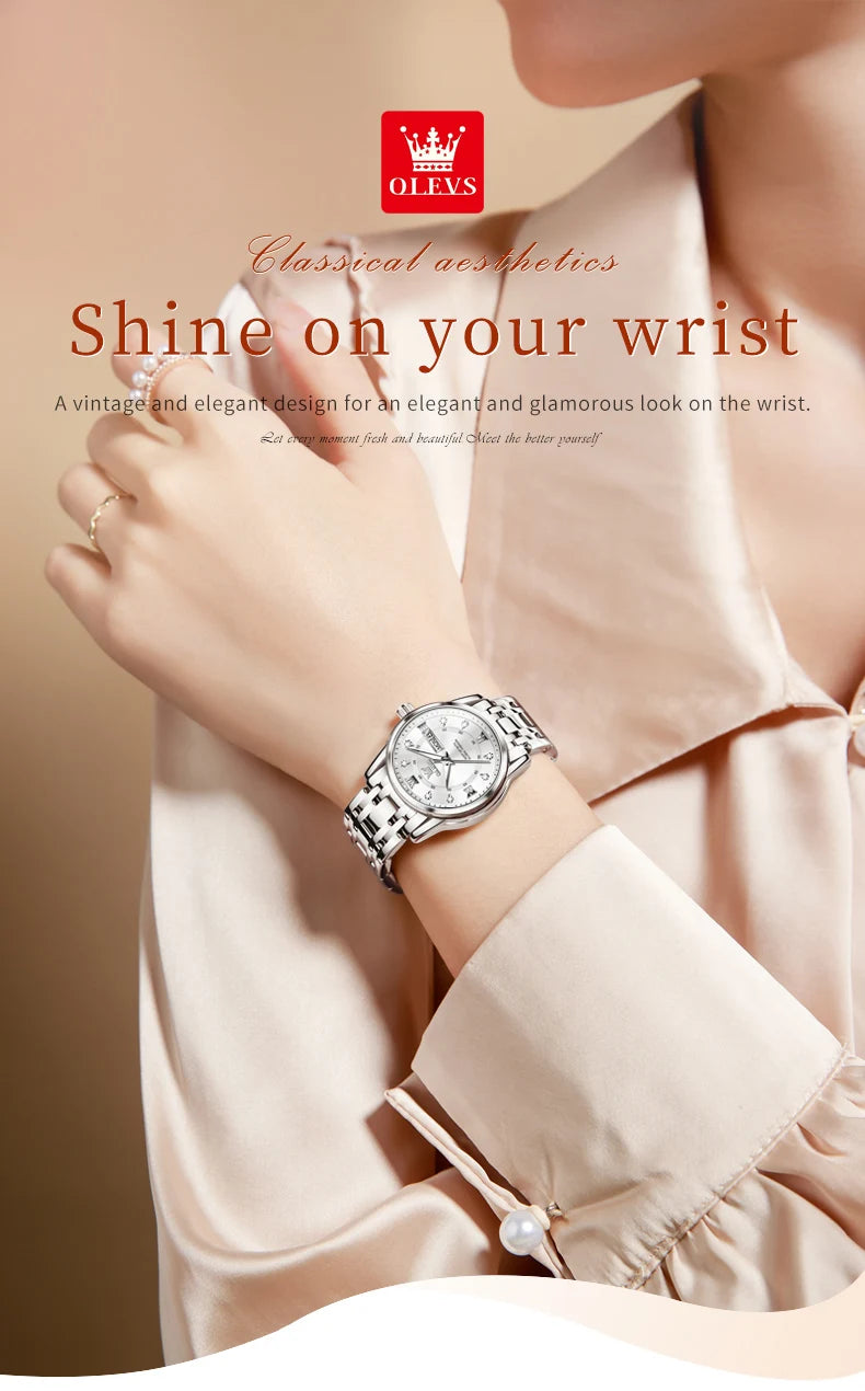 OLEVS 5513X Women Watch Original Fragrant Quartz Wristwatch Automatic Date Watches For Women Waterproof Luminous Gifts For Women