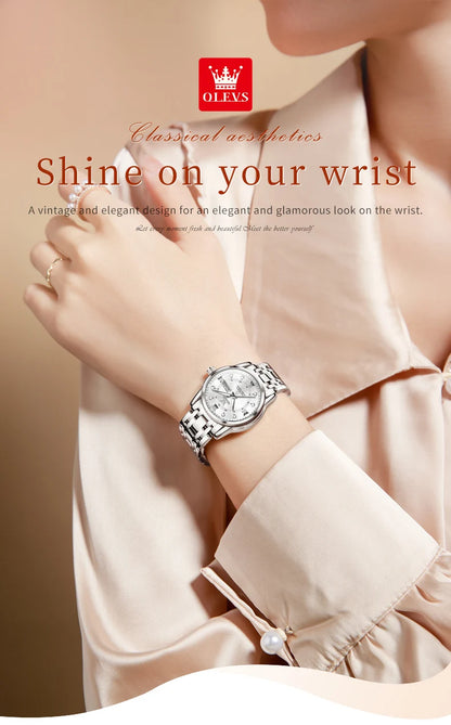 OLEVS 5513X Women Watch Original Fragrant Quartz Wristwatch Automatic Date Watches For Women Waterproof Luminous Gifts For Women