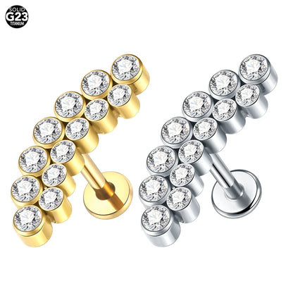 PVD Titanium PIERC Labret Stud Double CZ Paved Ear Cartilage Tragus Helix Earrings Lip Ring Daith Piercing Gift for Women B Mixed colors (2pc)