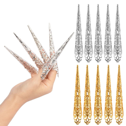 5Pieces Fingertip Claw Nail Ring Decoration Accessory Finger Joint Protector Halloween Cosplay Drama Dance Performance
