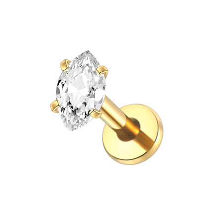 1PC Titanium Zircon Star Flower Labret Piercing for Women Cartilage Tragus Daith Helix Stud Earring Body Jewelry TC142-2 1.2x8mm