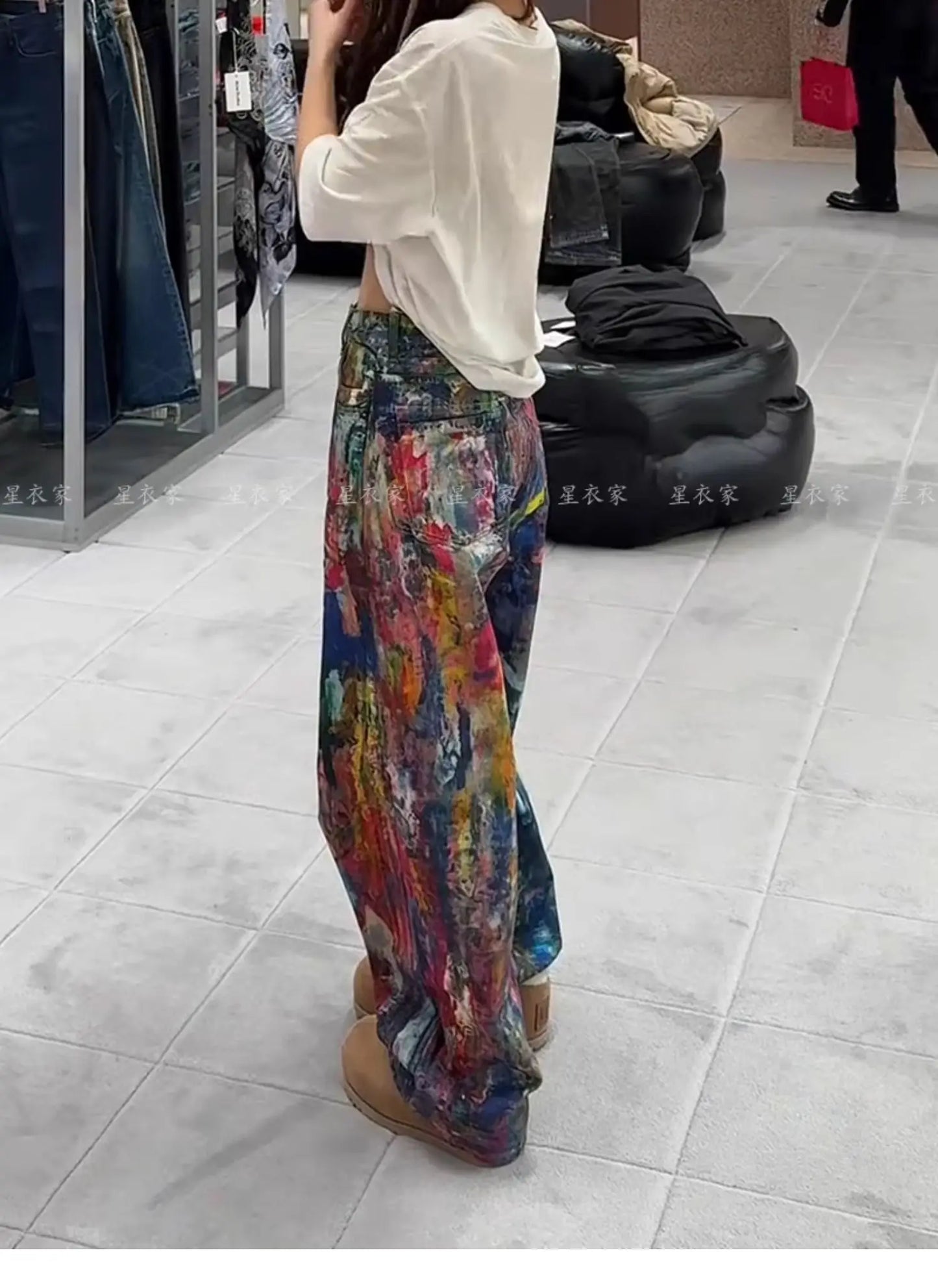 Y2k Jeans New Harajuku Hip Hop Camouflage Retro Oversize Denim Pants Fashion Women Clothing Straight Leg Wide Leg Jeans Streetwe