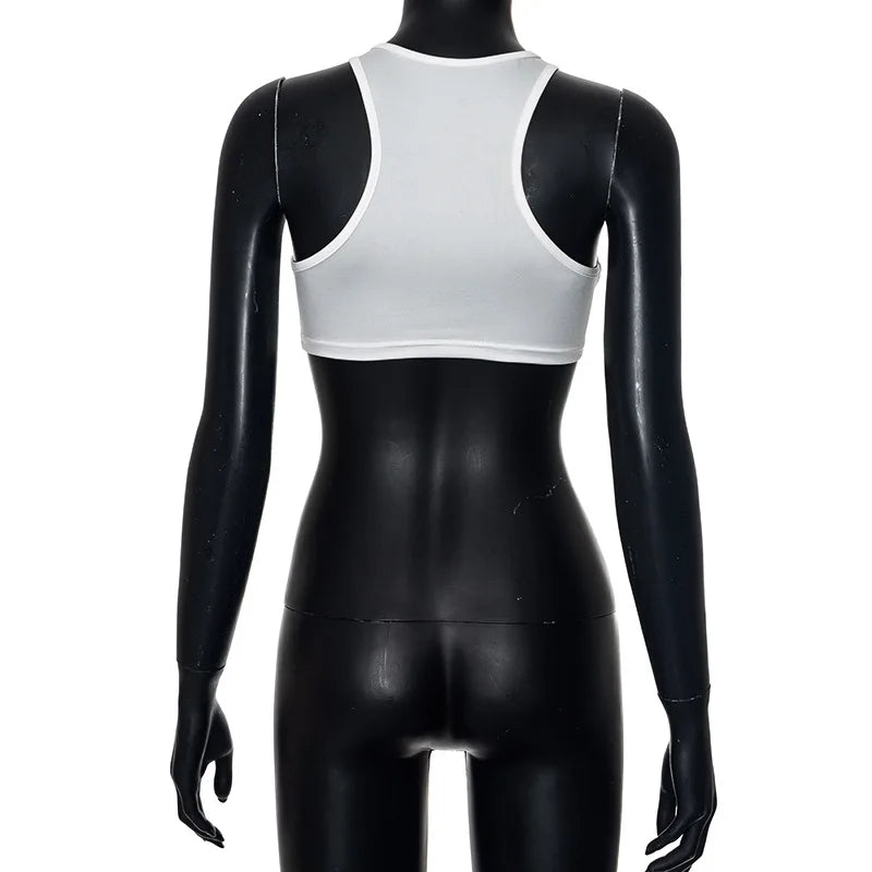 Simenual Punk Style Sleeveless Super Short Tanks Summer Vest Casual Women Sexy Grunge Letter Printed Streetwear Crop Tops Slim