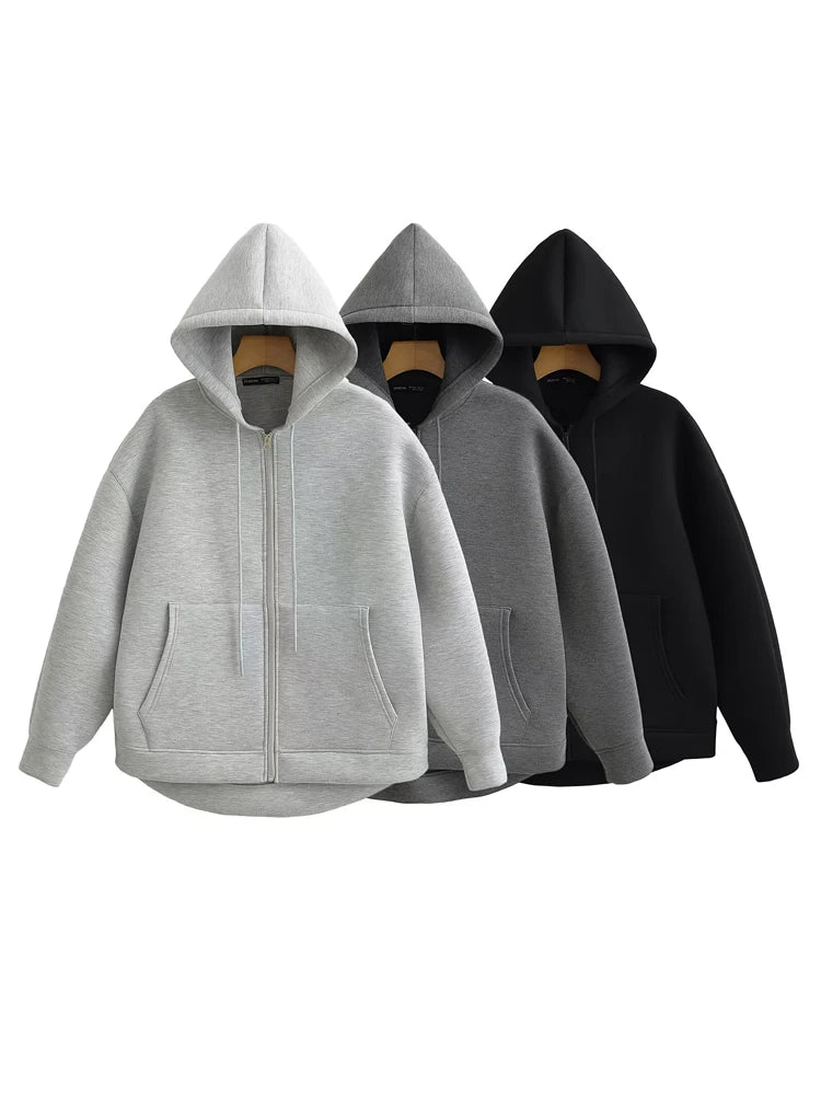 MUJER Zip up Hoodies Women Autumn Hooded Sweatshirt Woman Long Sleeve Oversized Women's Sweatshirts Zip Hoodie Women Jackets