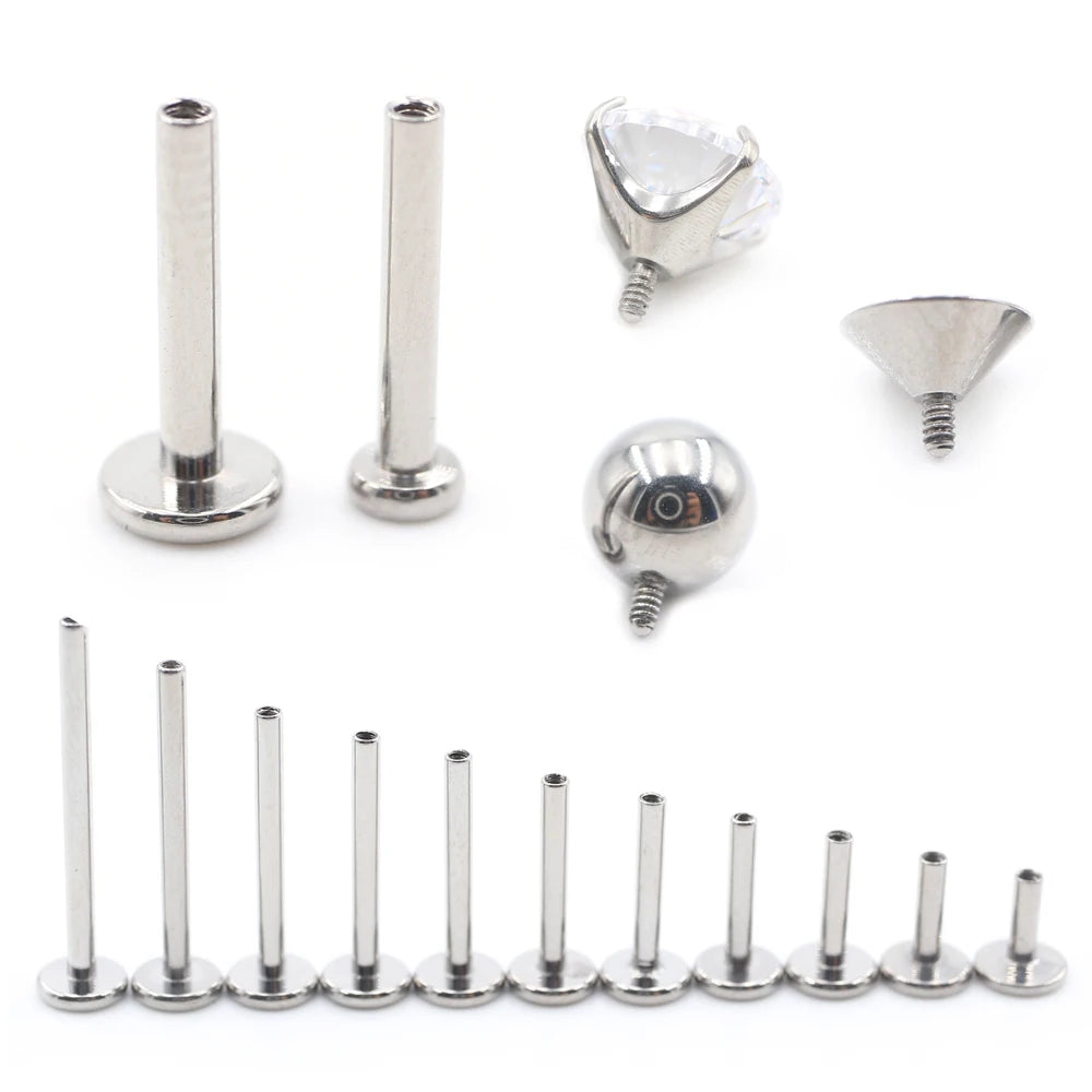 Alisouy 1PC G23 Titanium Internally Threaded Labret Shaft Lip Replacement Flat Bar Ear Tragus Stud Earring Body Piercing Jewelry
