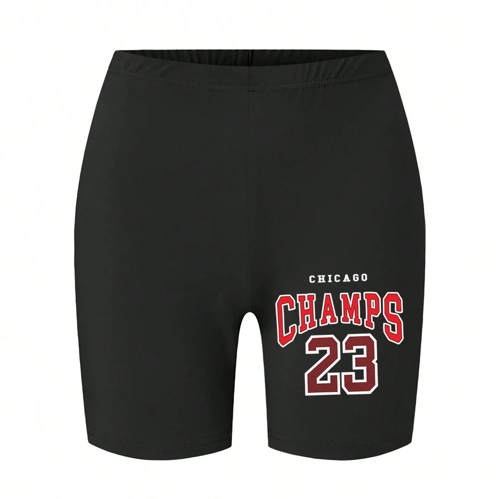 Fashion Womans Leggings Short Chicago Basketball Usa Letter Print Sports Shorts Soft Comfortable High Elastic Female Streetwear