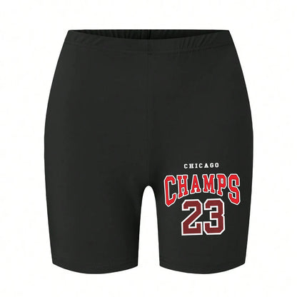 Fashion Womans Leggings Short Chicago Basketball Usa Letter Print Sports Shorts Soft Comfortable High Elastic Female Streetwear