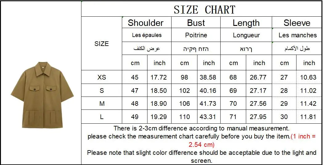 TFMLN Spring Summer New 2pcs Sets 2025 Women Solid Color Short Sleeve Shirts Pockets Tops Casual Shorts Sets