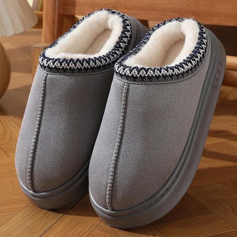 New Fashion Fluffy Platform Slippers for Women 2025 Winter Plush Warm Cotton Shoes Woman Comfort Non Slip Unisex Home Slippers Badiee Stylez