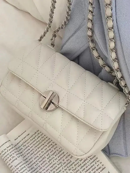 Quilted Crossbody Bag for Women - Luxury PU Leather Shoulder Bag Fashion Chain Small Purse HandBag
