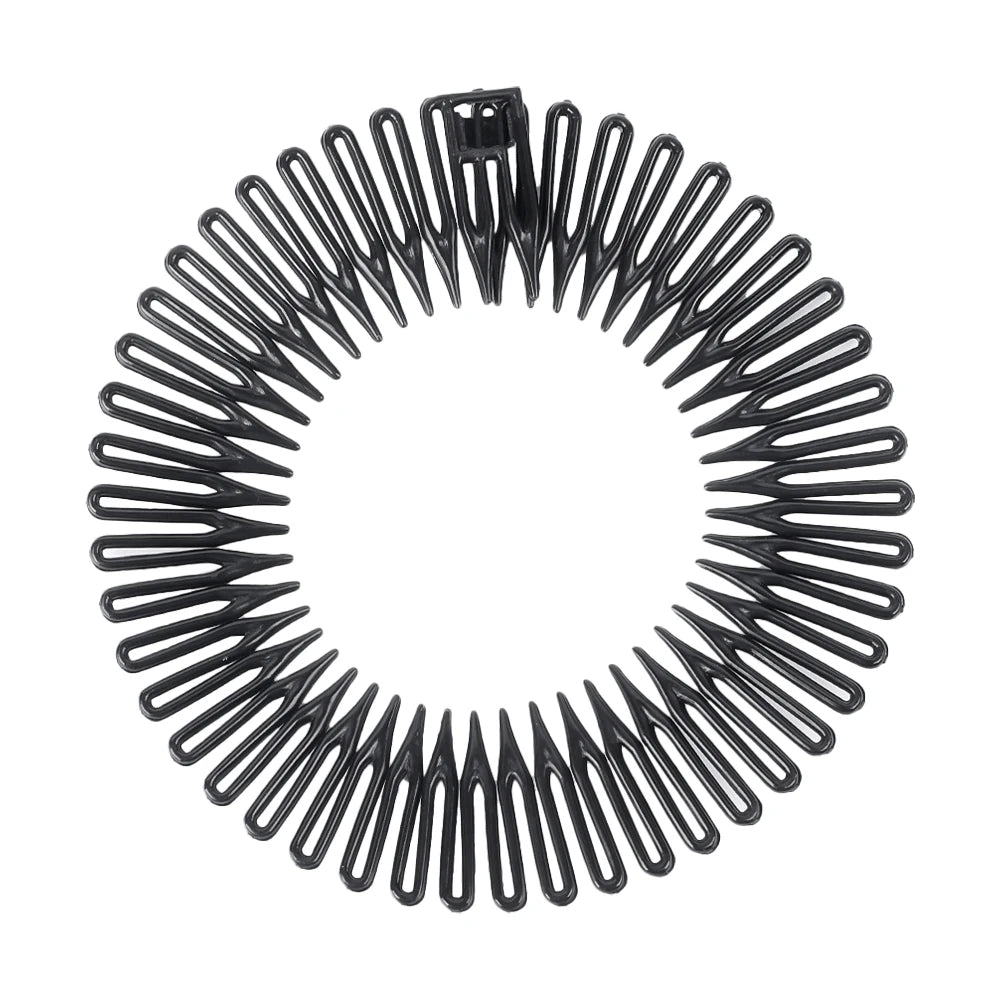 Rhinestone Plastic Full Circle Stretch Diamond Flexible Comb Women Girl Flexible Plastic Circle Teeth Hair Accessories Wholesale black