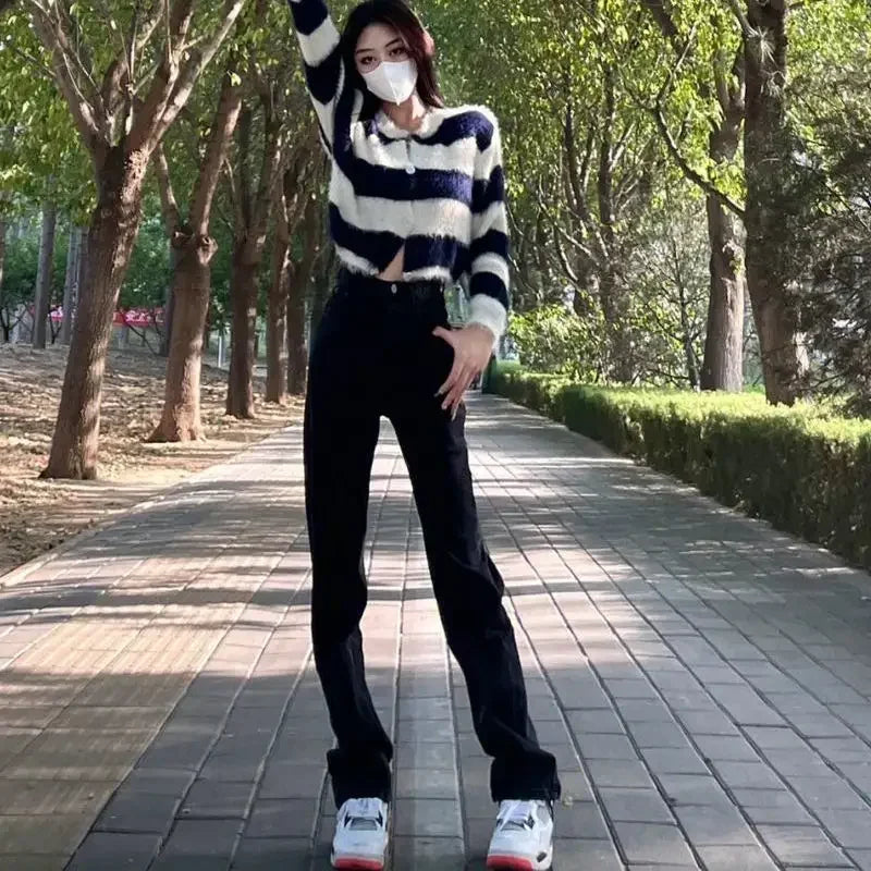 Gothic Embroidery High Waited Jeans Woman Street Harajuku Hip Hop Vintage Y2k Baggy Jeans Women Casual Black Jeans Pants Women 9