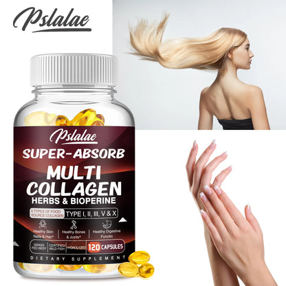 Multi Collagen Capsules - for Skin, Hair, Nails & Bone Health, Supports Joint, Digestive and Immune System Health