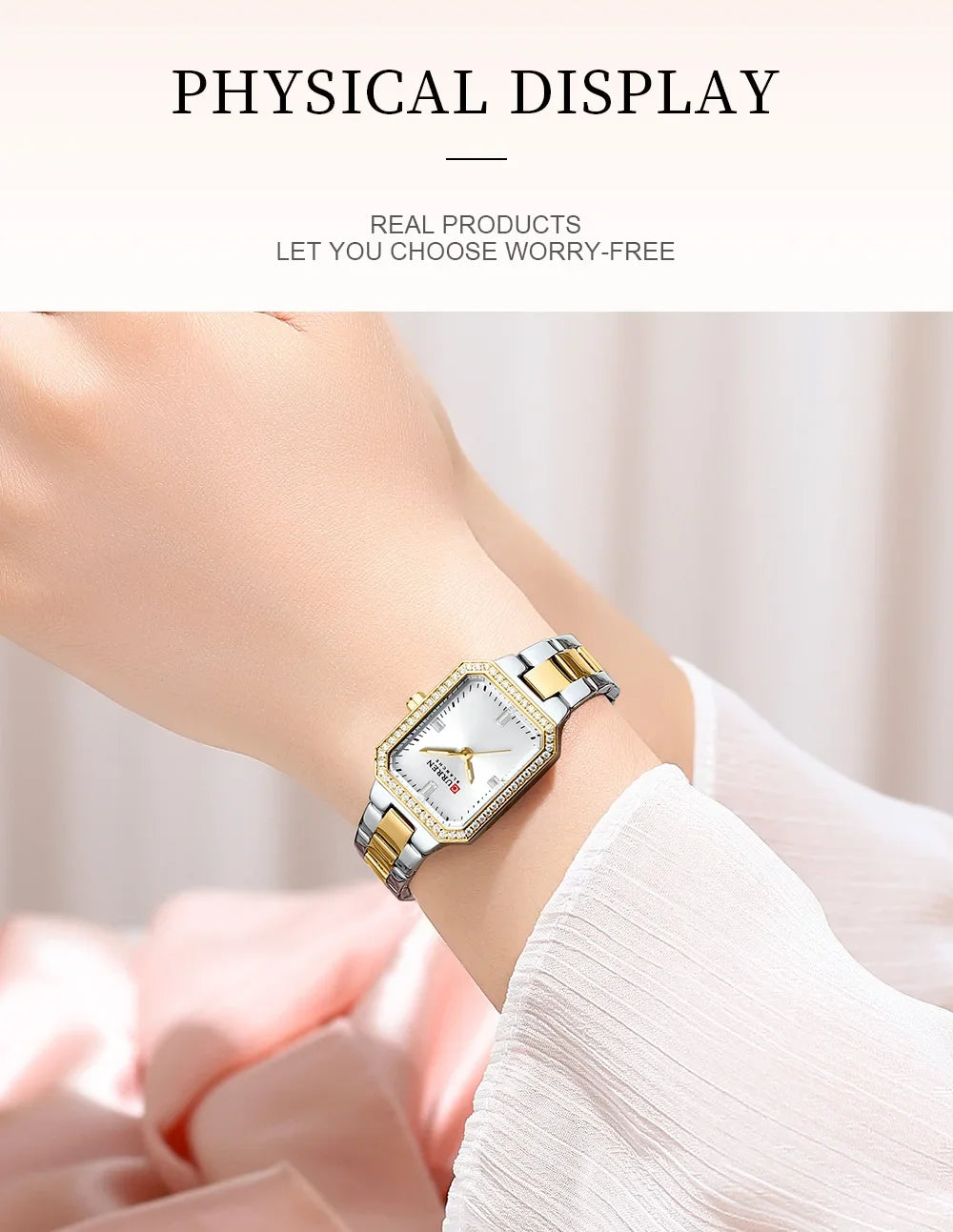 CURREN Women Watch Quartz Watch for Ladies Simple Elegant Dress Wristwatch Stainless Steel Bracelet