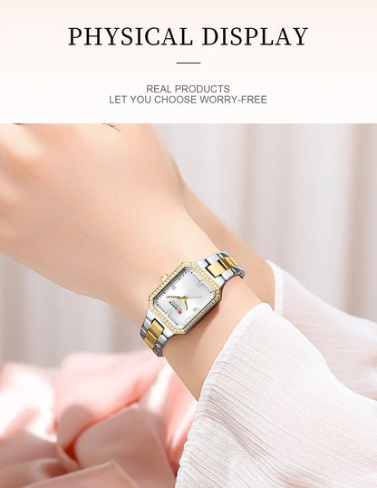 CURREN Women Watch Quartz Watch for Ladies Simple Elegant Dress Wristwatch Stainless Steel Bracelet