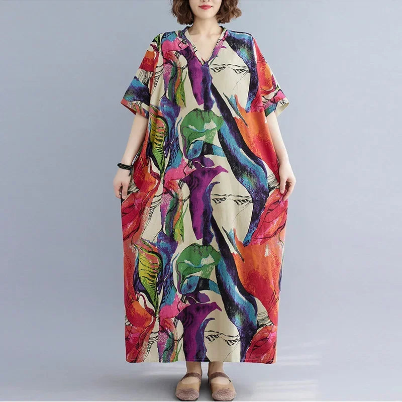 Summer Dress for Women Clothing Long Dress Fashion Clothes Cotton Vintage Harajuku Elegant Streetwear Maxi Beach Dresses A One Size