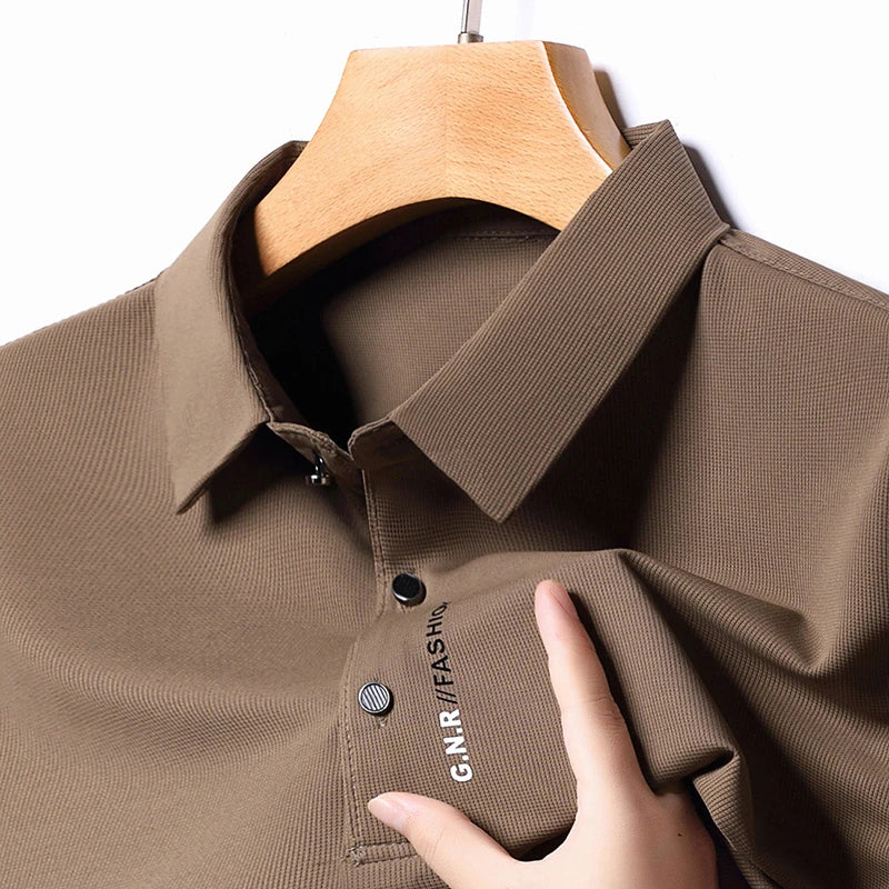Men's Polo Shirt - Breathable & Comfortable Solid Color Top for Casual Business Style